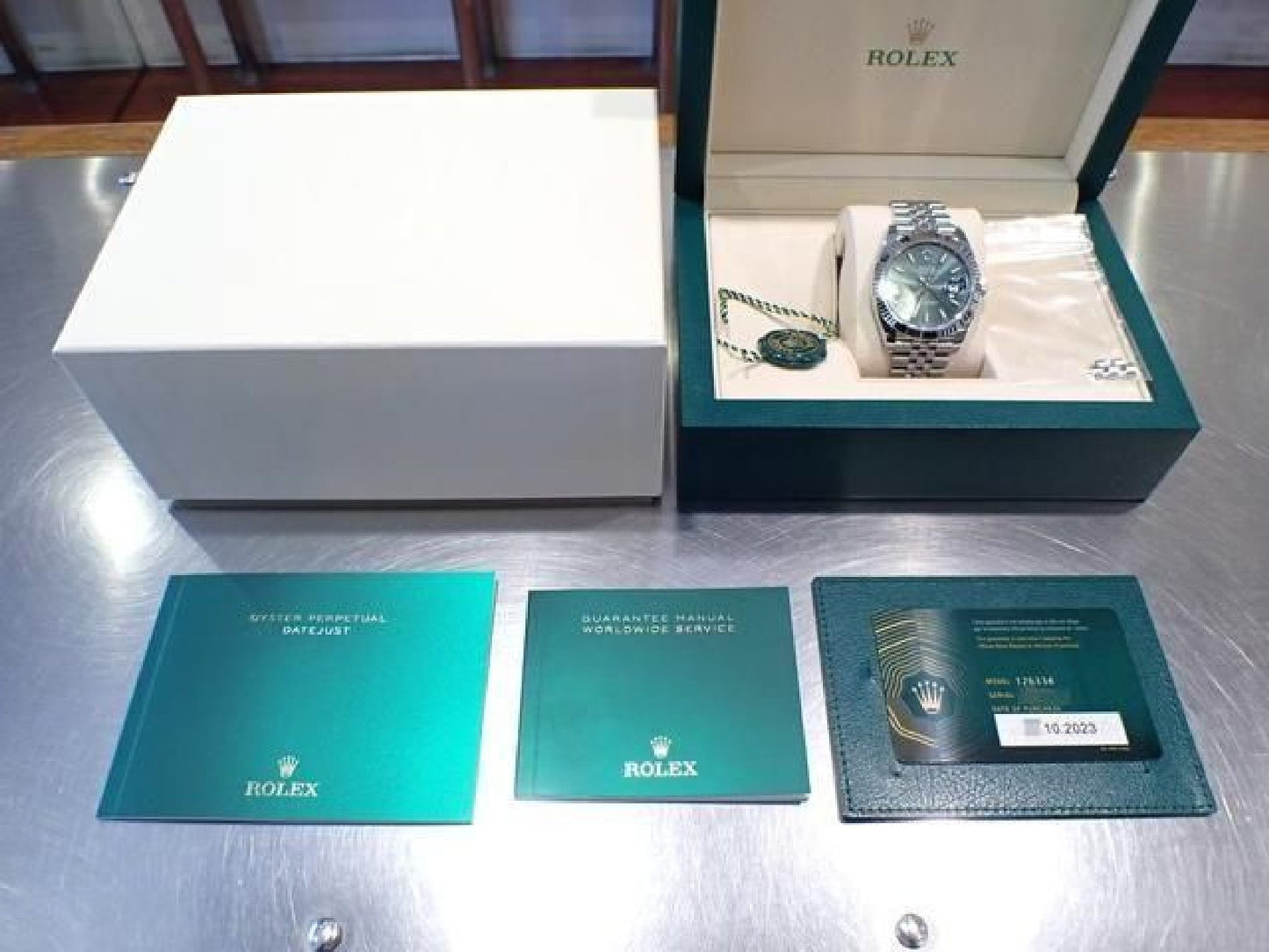 ROLEX Datejust 41 mit mintgrünen Jubilee-Armband 126334 Herren 191773907 hannari-shop