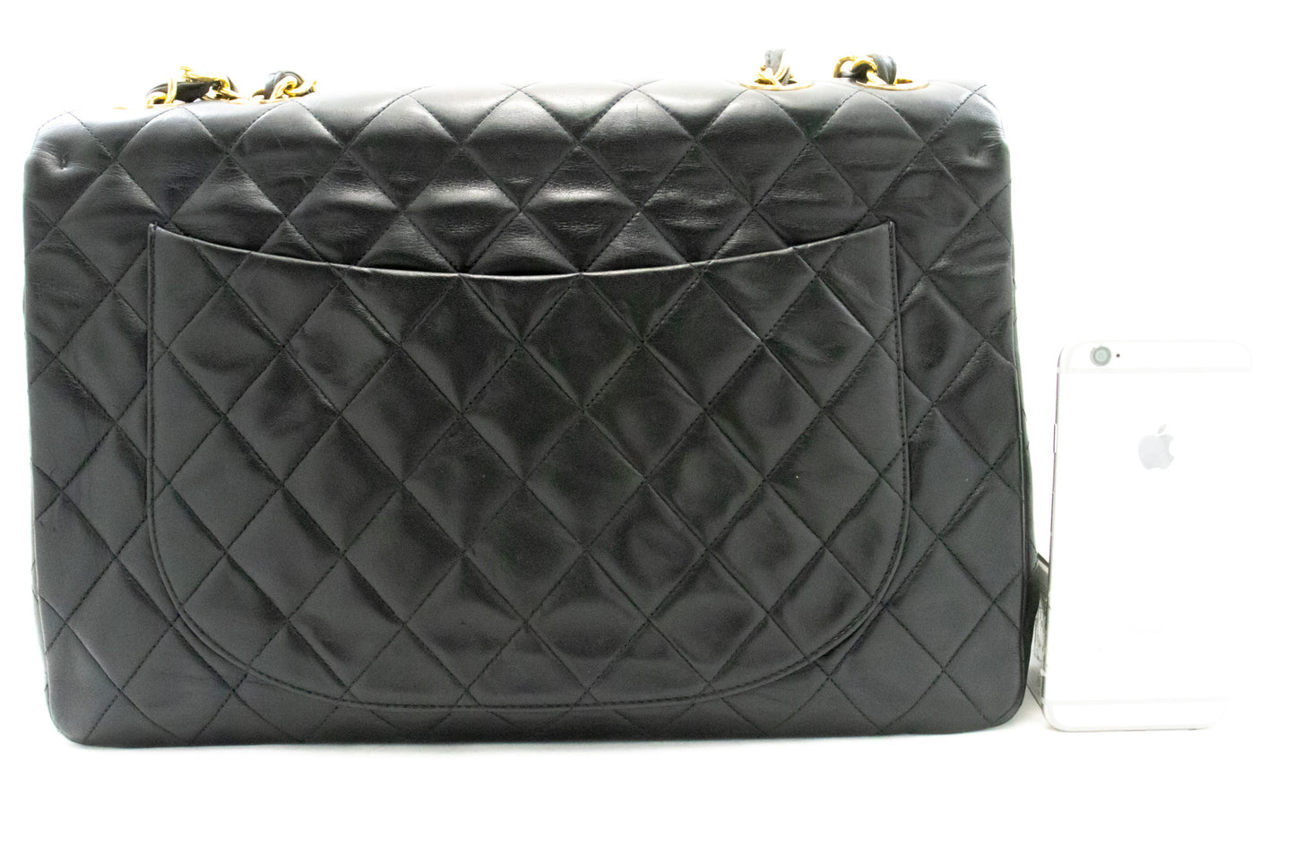 CHANEL Classic Large 13" Flap Chain Shoulder Bag Black Lambskin am4 hannari-shop