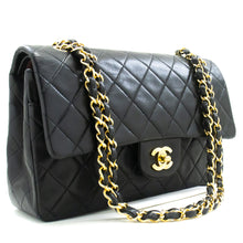 CHANEL Classic Double Flap 10" Chain Shoulder Bag Black Lambskin m90 hannari-shop