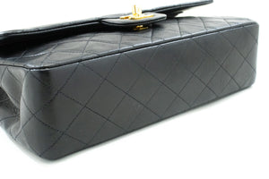 CHANEL Classic Double Flap 10" Chain Shoulder Bag Black Lambskin m90 hannari-shop