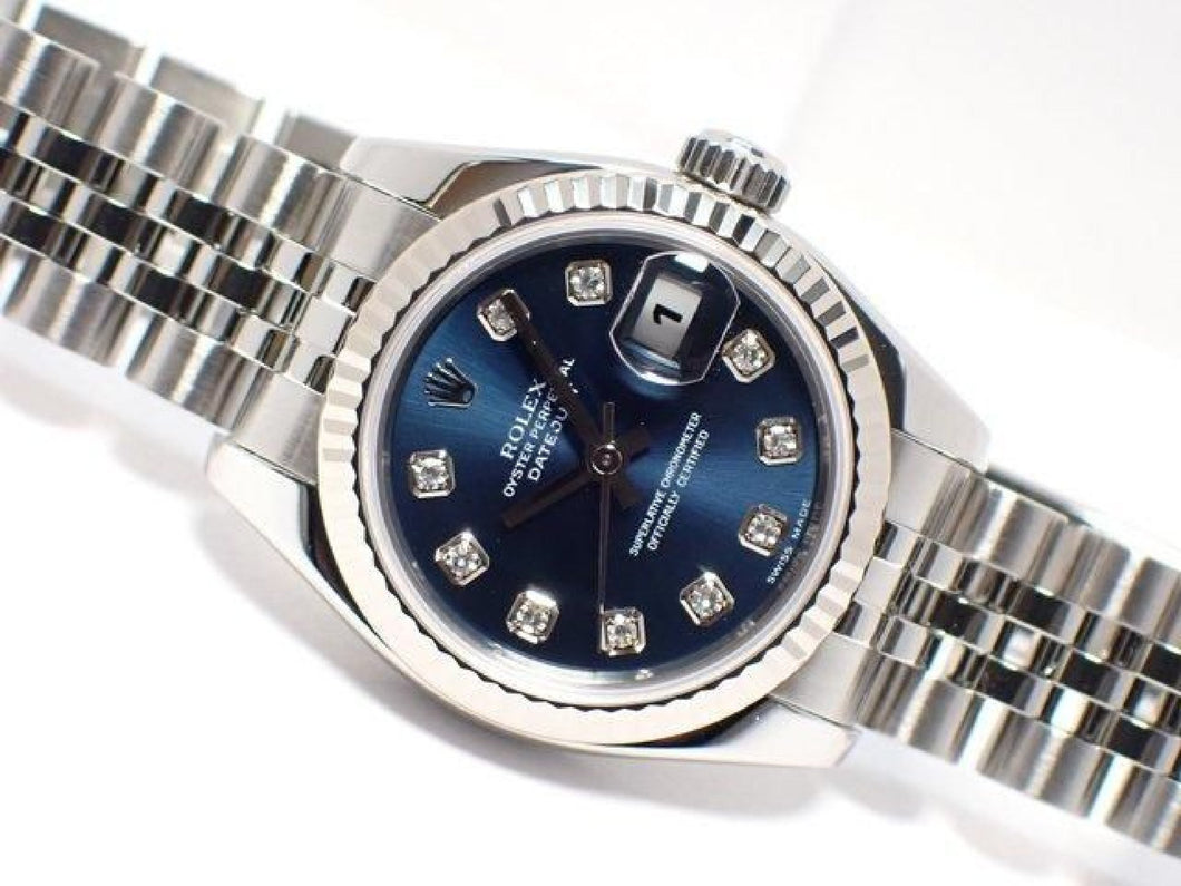 ROLEX Womens Datejust blue Dial 10P diamond 179174G D series Womens 182545305 hannari-shop