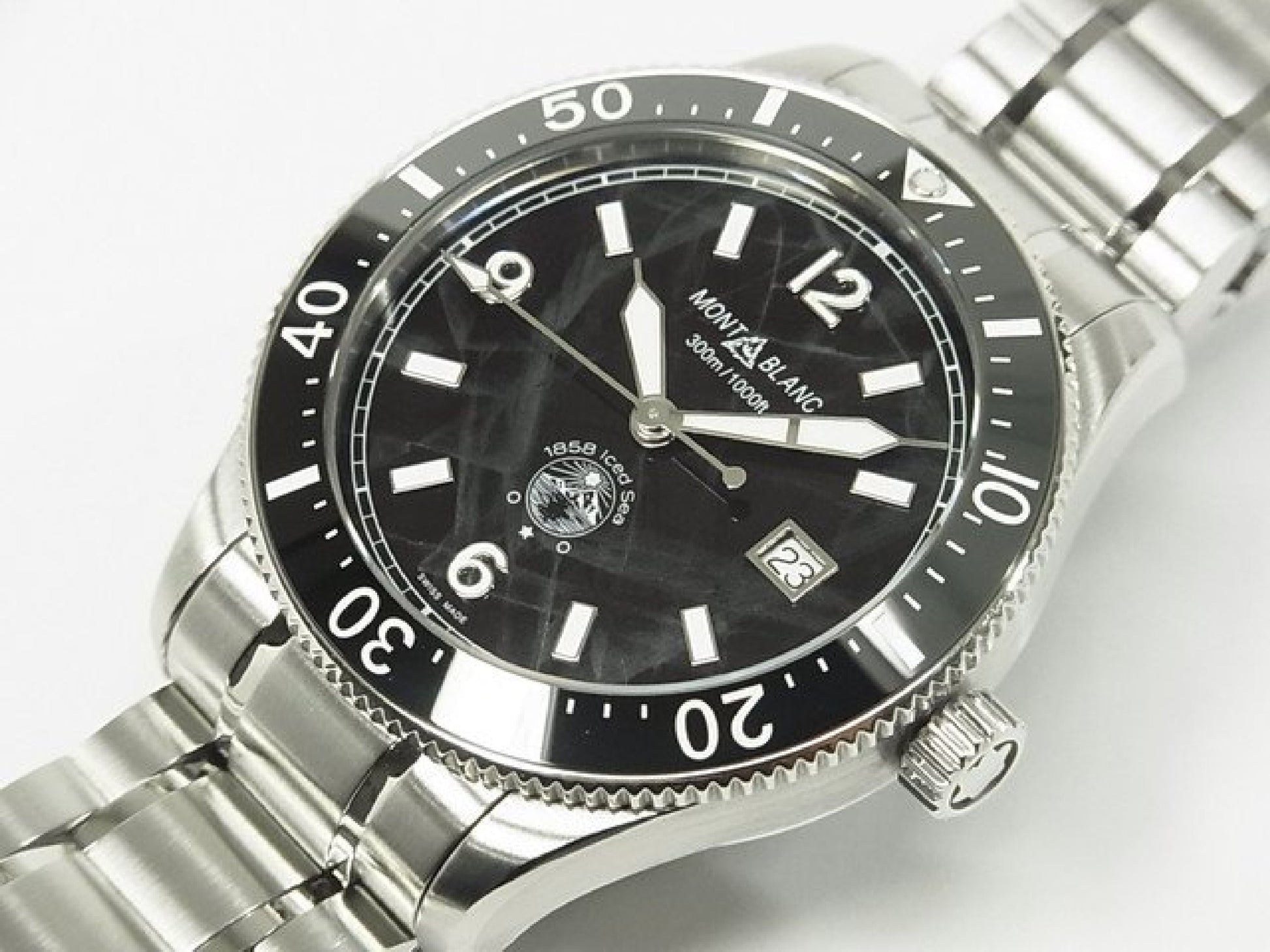 MONTBLANC 1858 Iced Sea Automatik Datum Ref.MB129371 Kautschukarmband Originalware Herren 184607294 hannari-shop