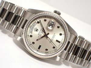 ROLEX DAY DATE silver Dial pin ball index Maker overhauled 1982 Mens 187759051 hannari-shop