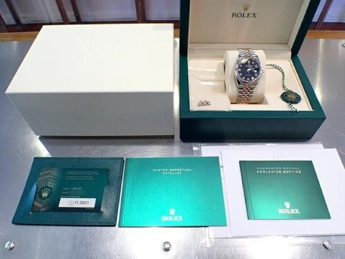 ROLEX Datejust36 schwarzes Zifferblatt 10P Diamanten Jubilee Armband '21 Herren 190961312 hannari-shop