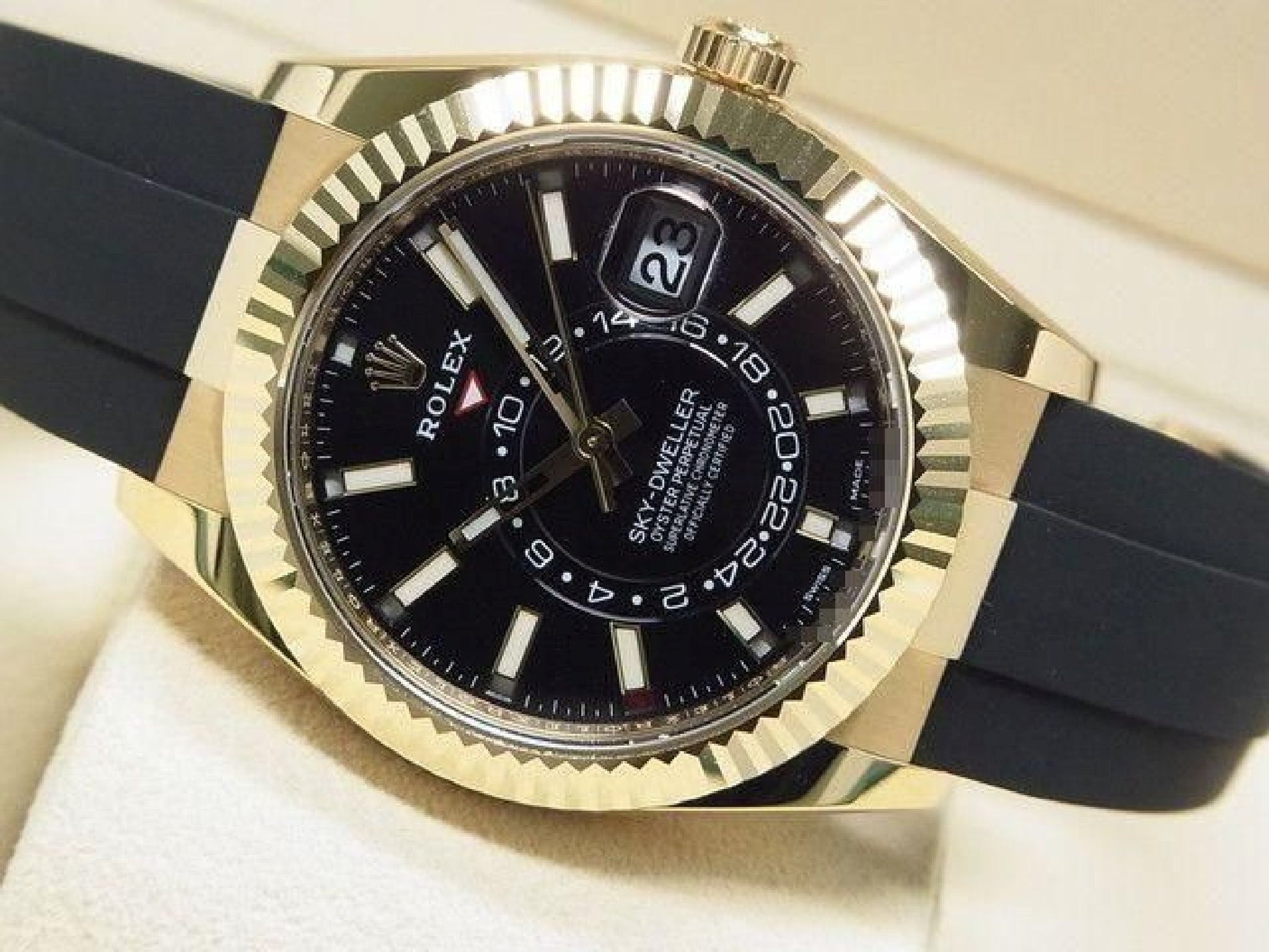 ROLEX Sky-Dweller 18K Gelbgold schwarzes Zifferblatt 326238 Herren 191758815 hannari-shop