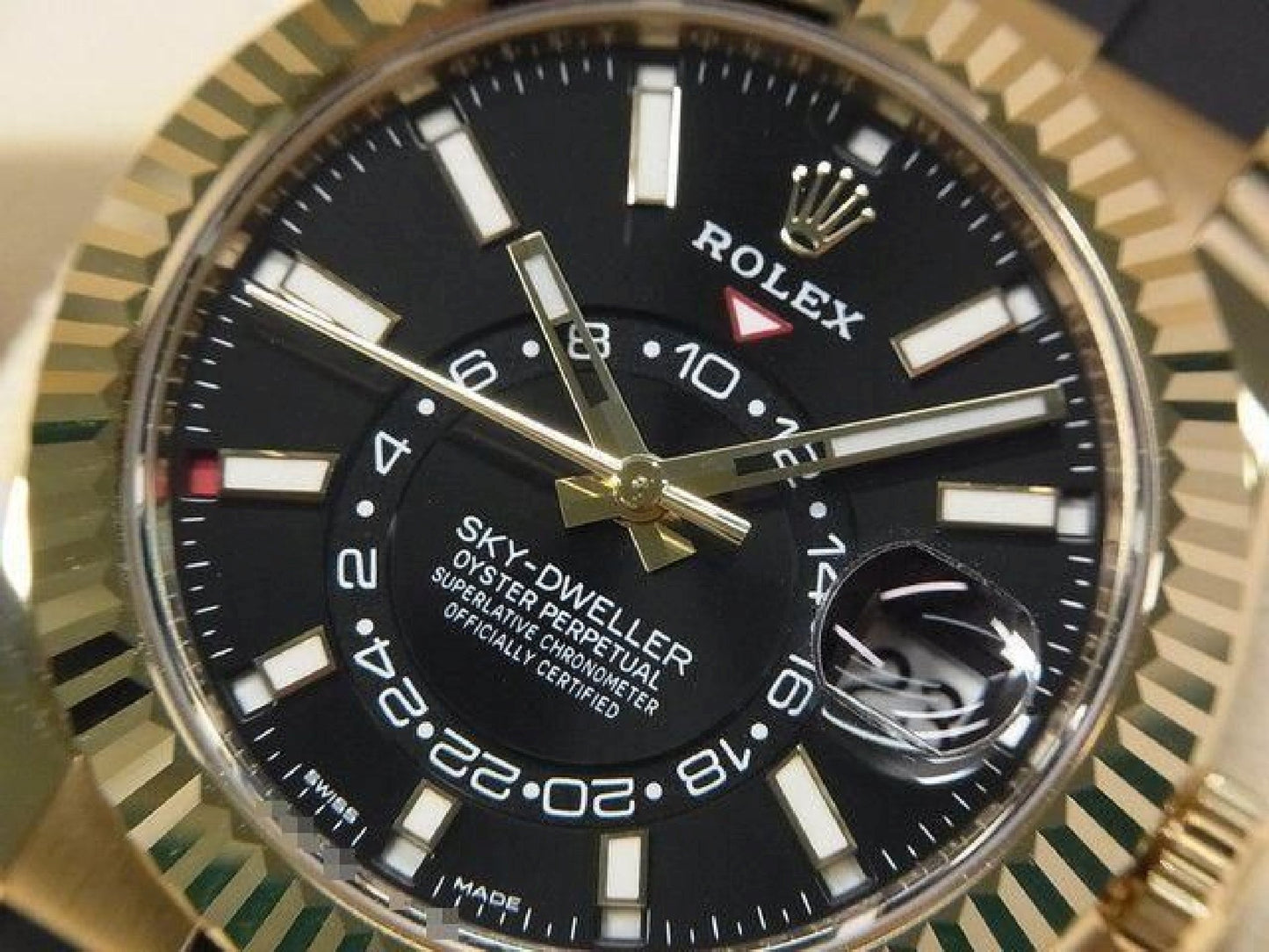 ROLEX Sky-Dweller 18K Gelbgold schwarzes Zifferblatt 326238 Herren 191758815 hannari-shop
