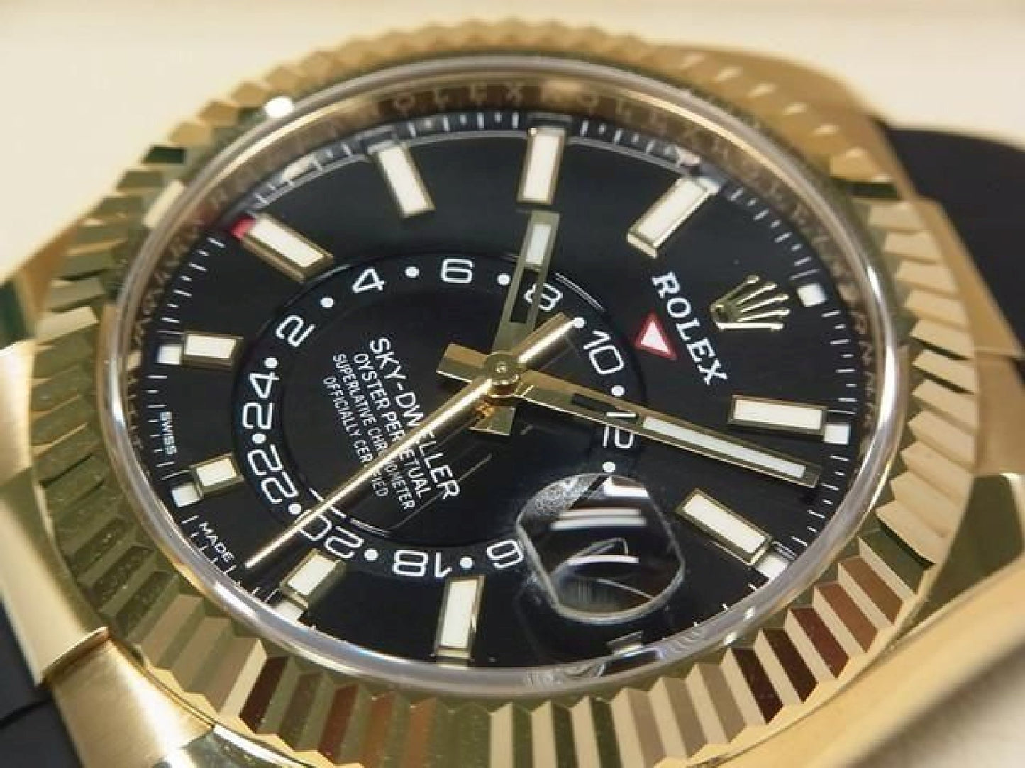 ROLEX Sky-Dweller 18K Gelbgold schwarzes Zifferblatt 326238 Herren 191758815 hannari-shop