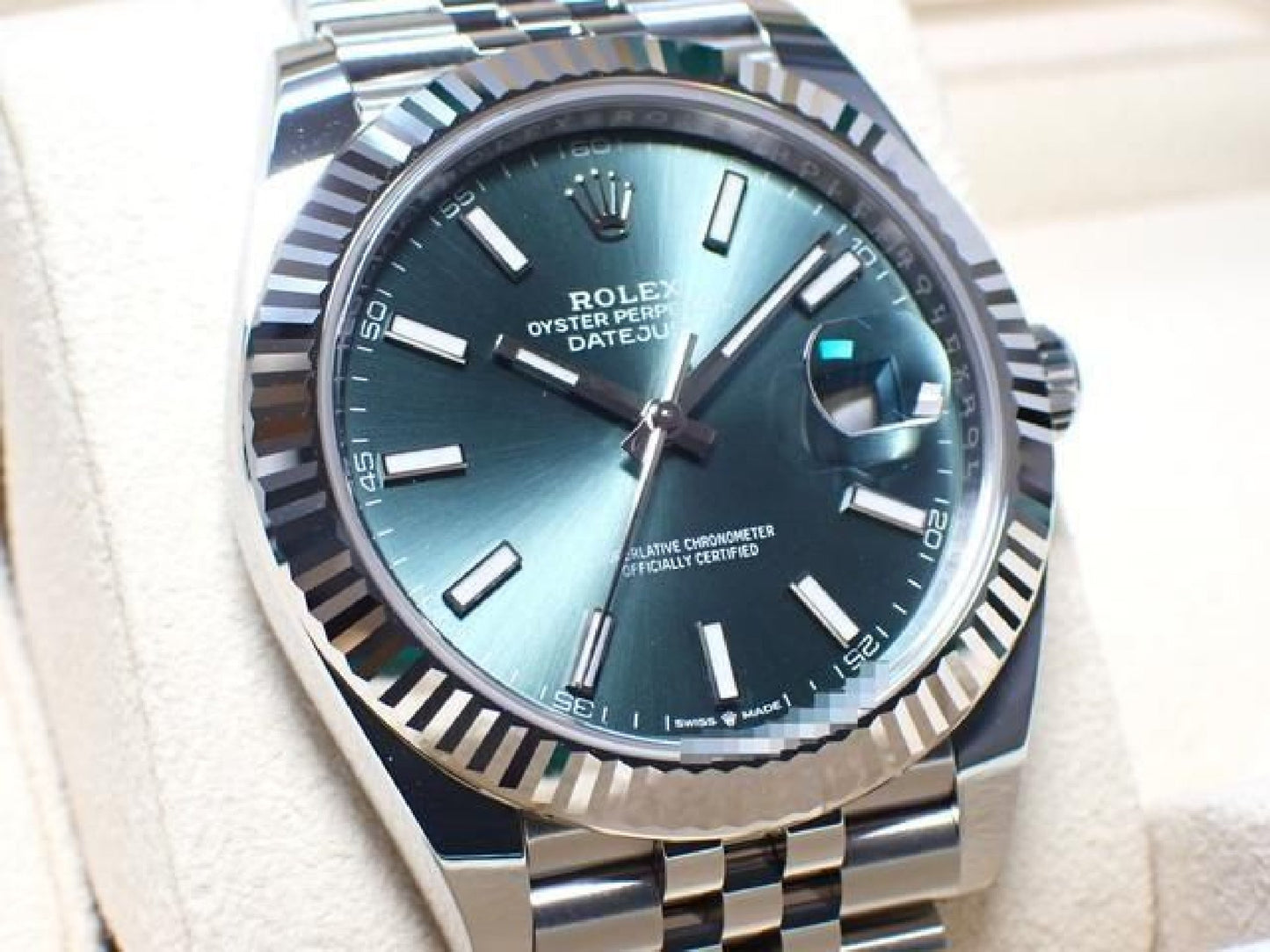 ROLEX Datejust 41 mit mintgrünen Jubilee-Armband 126334 Herren 191773907 hannari-shop