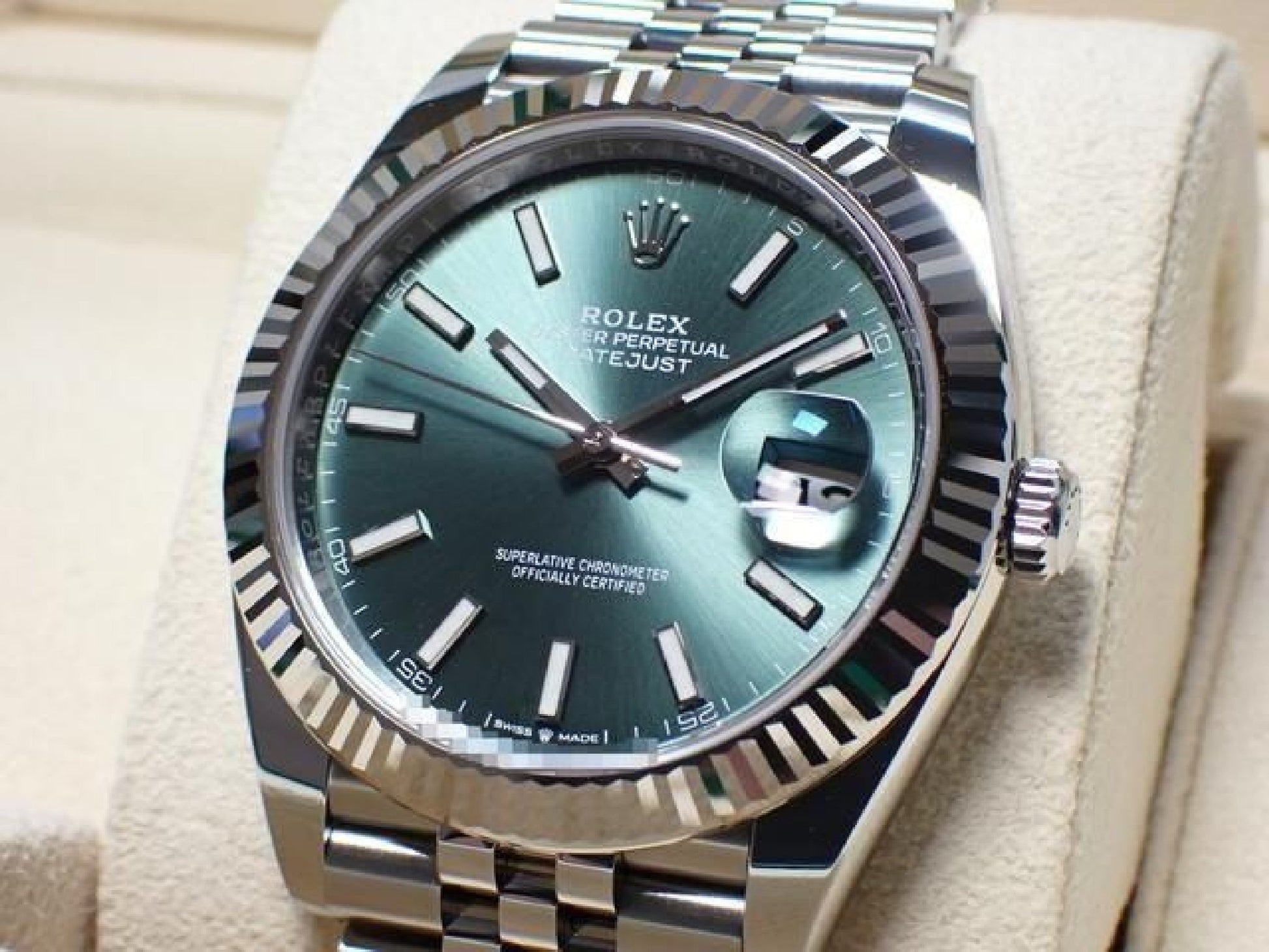 ROLEX Datejust 41 mit mintgrünen Jubilee-Armband 126334 Herren 191773907 hannari-shop