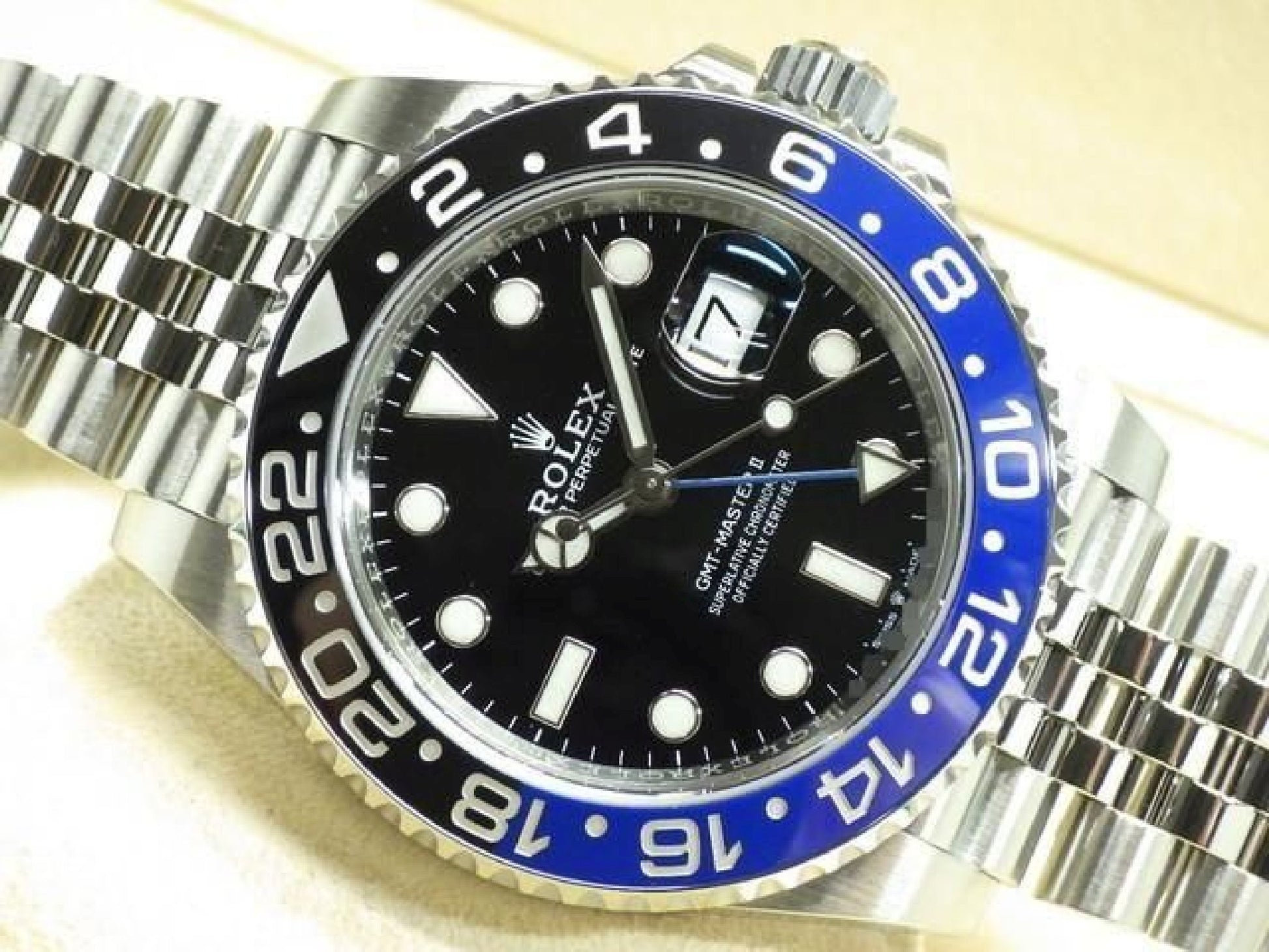 ROLEX GMT MasterII blaue schwarze Lünette Ref.126710BLNR Jubilee Armband Herren 191797715 hannari-shop