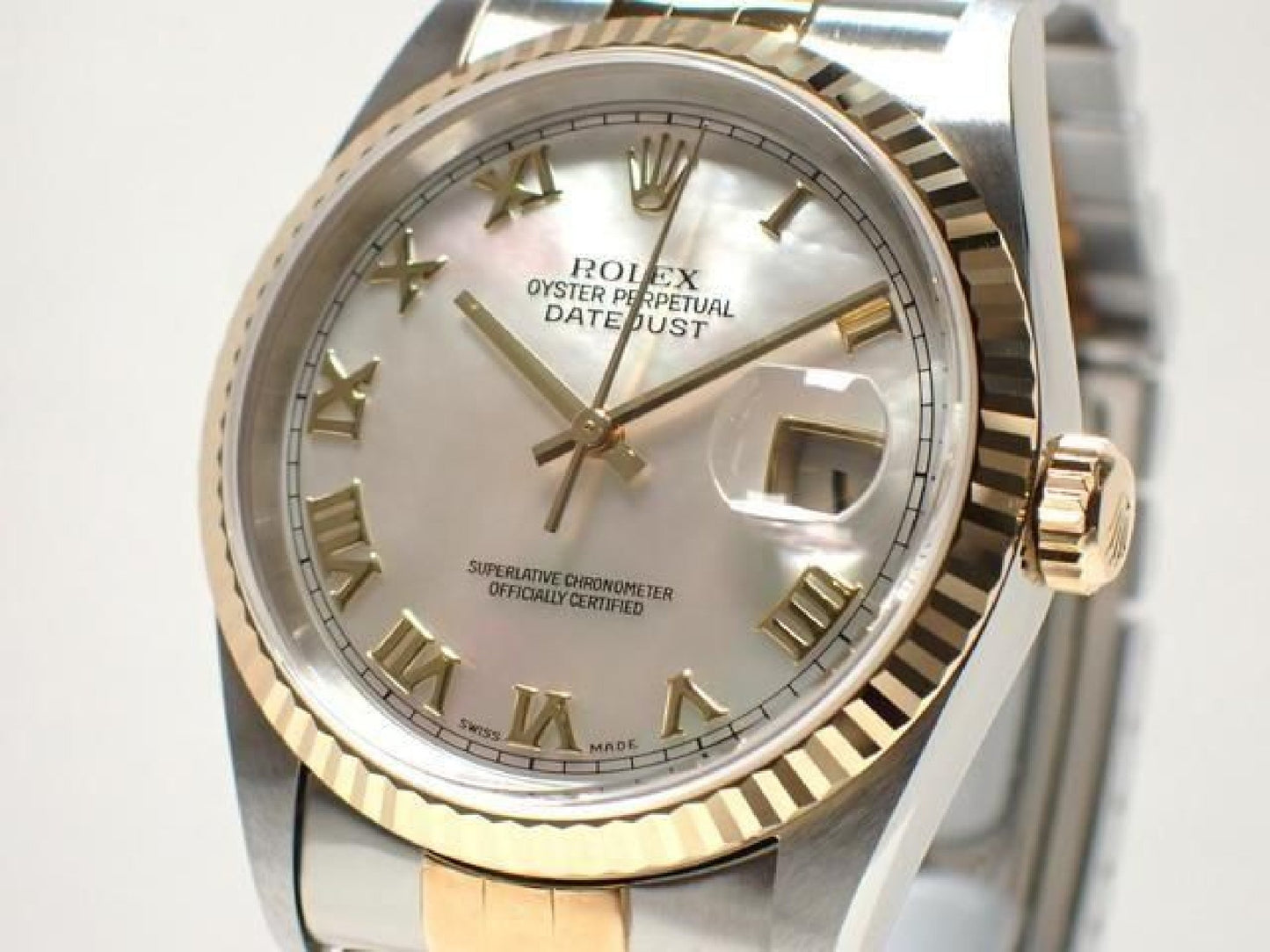 ROLEX Datejust Kombination 16233NR weiße Perlmutt-Römisch Herren 191837489 hannari-shop