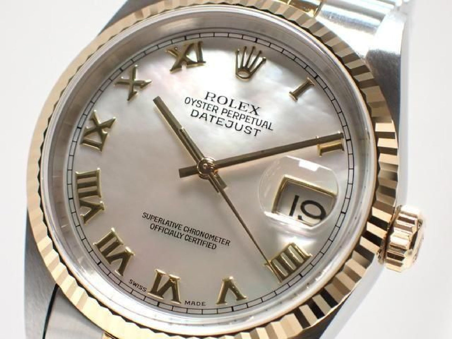 ROLEX Datejust Kombination 16233NR weiße Perlmutt-Römisch Herren 191837489 hannari-shop