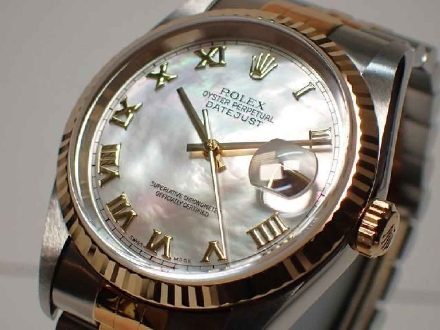 ROLEX Datejust Kombination 16233NR weiße Perlmutt-Römisch Herren 191837489 hannari-shop