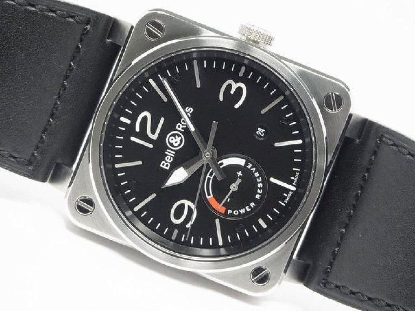 BELL & ROSS BR03-97 Reserv de Marche BR0397-BL-SI/SCA Echte Ware Herrenuhr 192234983 hannari-shop