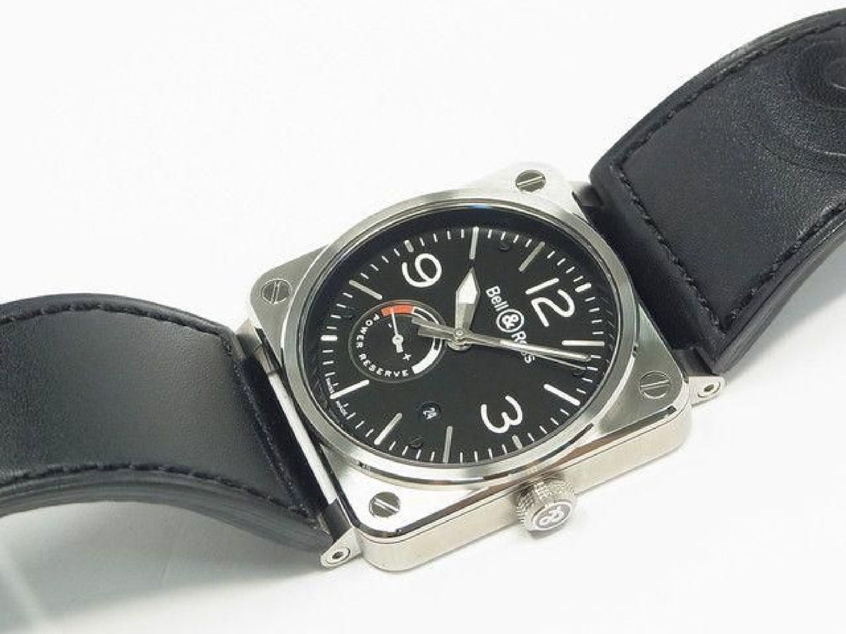BELL & ROSS BR03-97 Reserv de Marche BR0397-BL-SI/SCA Echte Ware Herrenuhr 192234983 hannari-shop