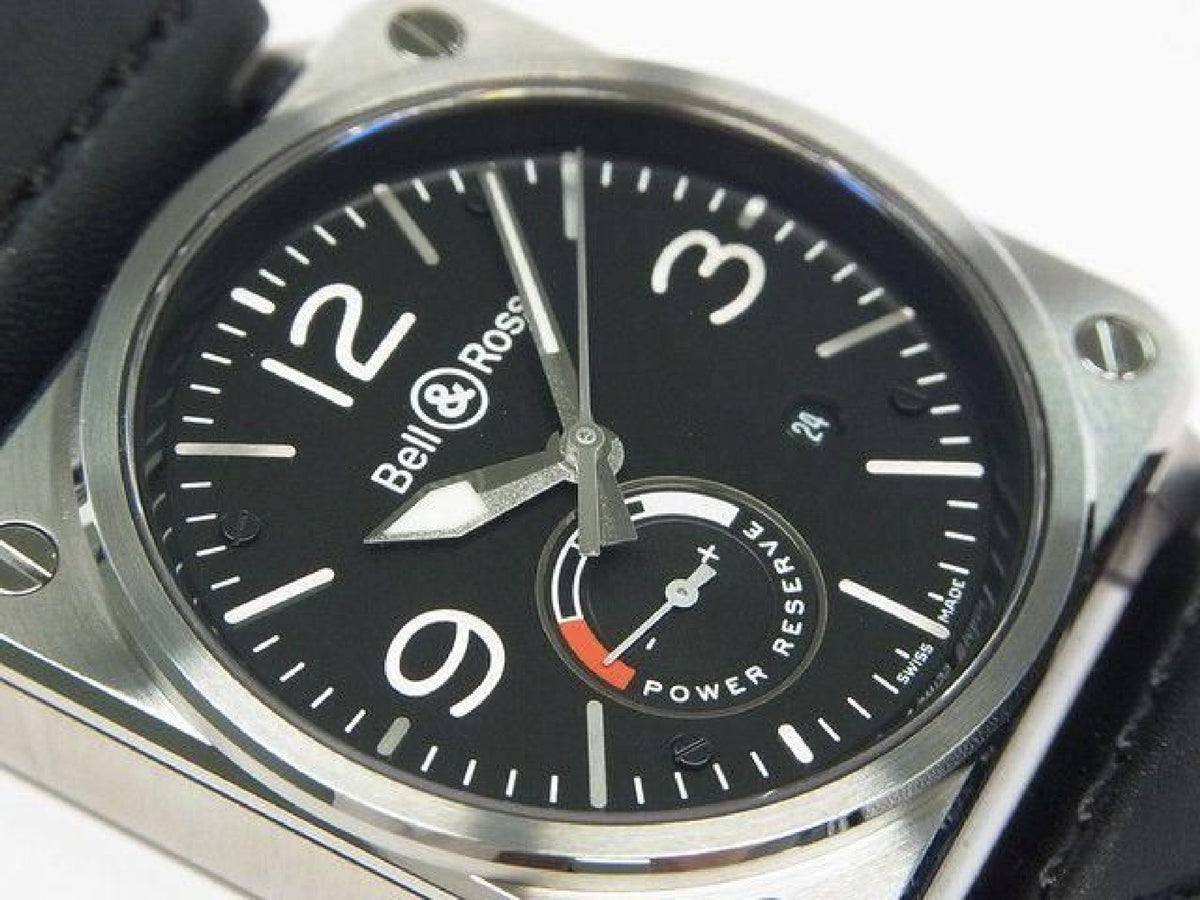 BELL & ROSS BR03-97 Reserv de Marche BR0397-BL-SI/SCA Echte Ware Herrenuhr 192234983 hannari-shop