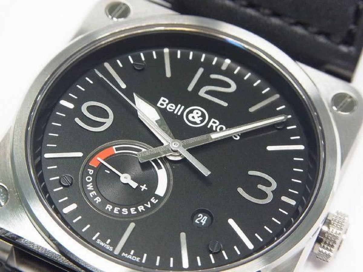 BELL & ROSS BR03-97 Reserv de Marche BR0397-BL-SI/SCA Echte Ware Herrenuhr 192234983 hannari-shop