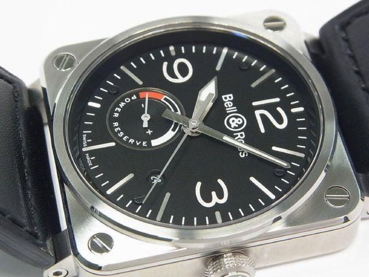 BELL & ROSS BR03-97 Reserv de Marche BR0397-BL-SI/SCA Echte Ware Herrenuhr 192234983 hannari-shop