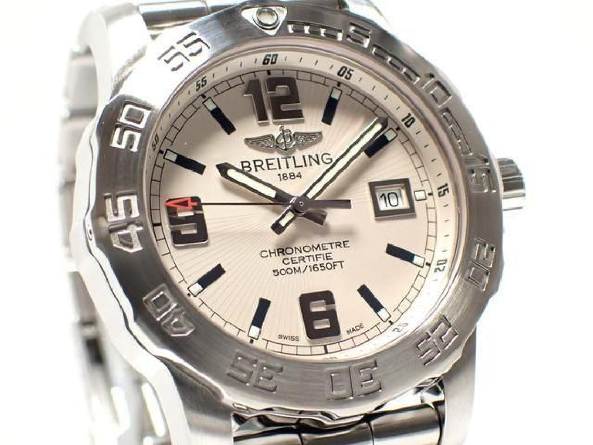 BREITLING Colt44 silver Bracelet quartz Genuine goods '11 Mens 192637145 hannari-shop