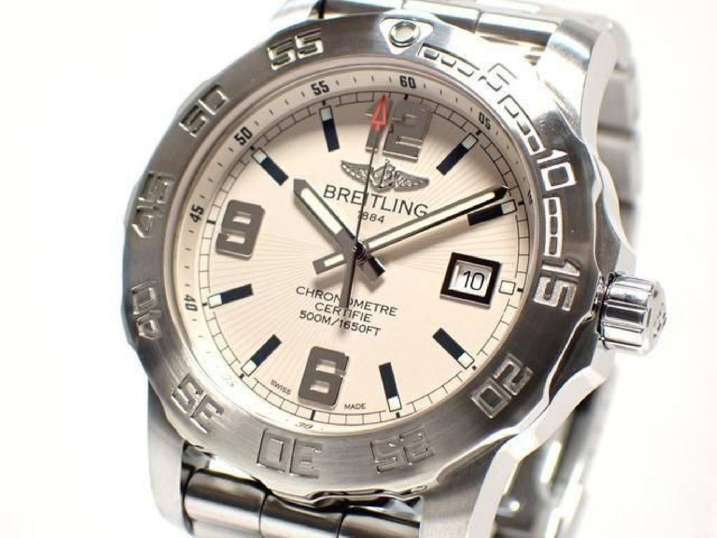 BREITLING Colt44 silver Bracelet quartz Genuine goods '11 Mens 192637145 hannari-shop