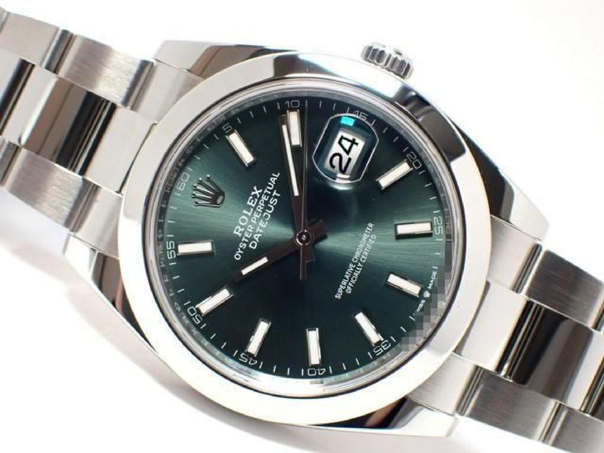 ROLEX Datejust 41 mint-green Oyster Bracelet 126300 '24 Mens 193108026 hannari-shop
