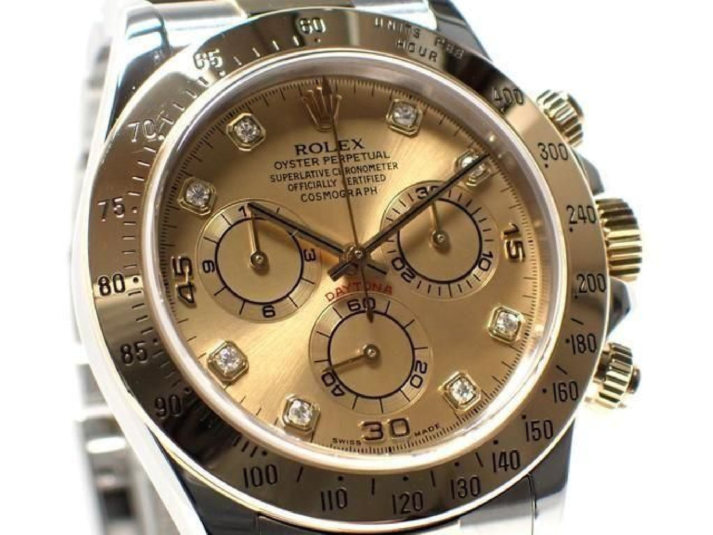 ROLEX Daytona SS &18KYG 8P diamond Ref.116523G Y series '03 Mens 193128735 hannari-shop