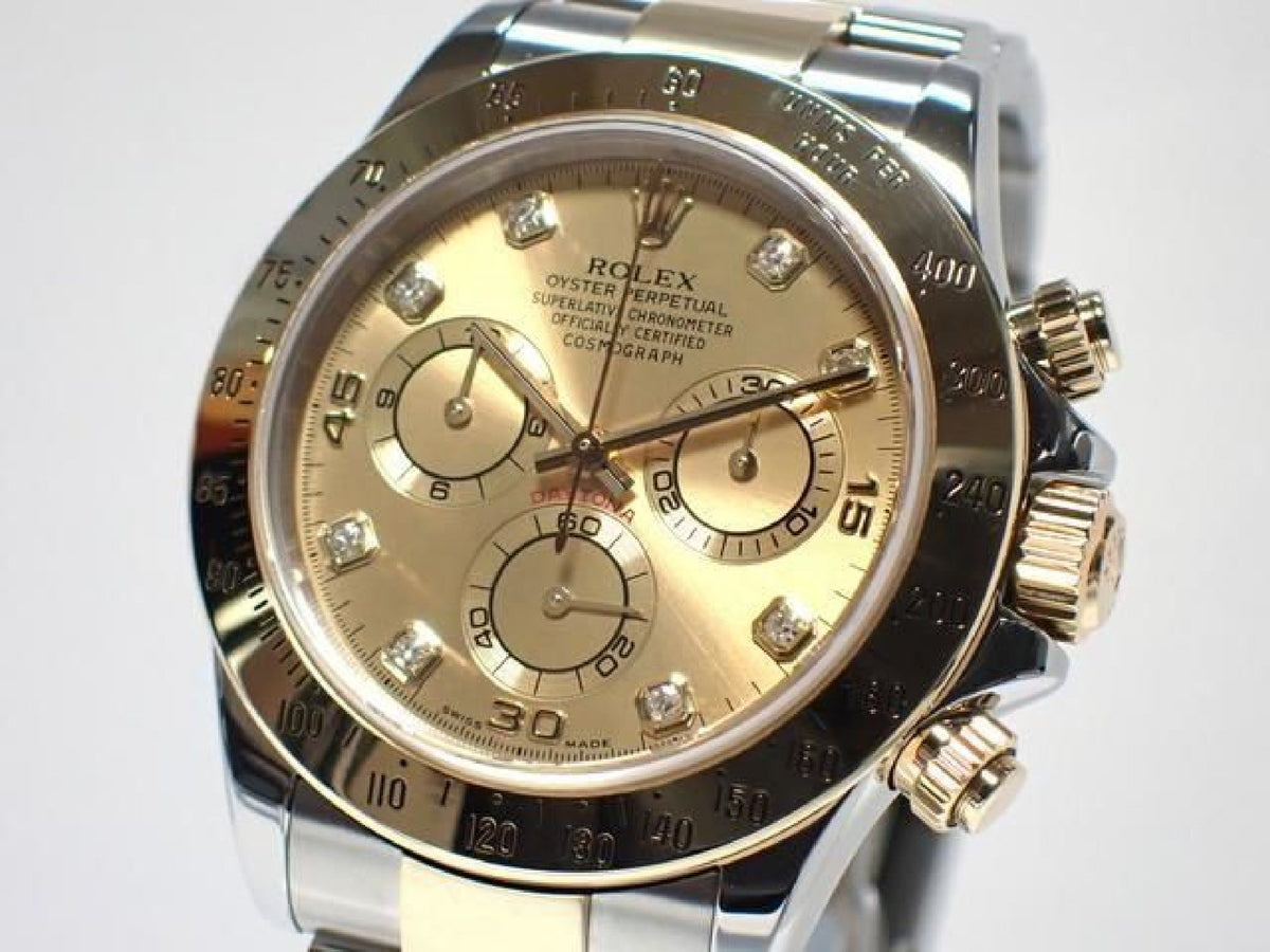ROLEX Daytona SS &18KYG 8P diamond Ref.116523G Y series '03 Mens 193128735 hannari-shop