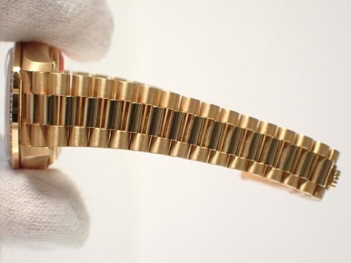 ROLEX Datejust champagne 10P diamond bezel diamond 18KYG President Bracelet A series Mens 193199743 hannari-shop