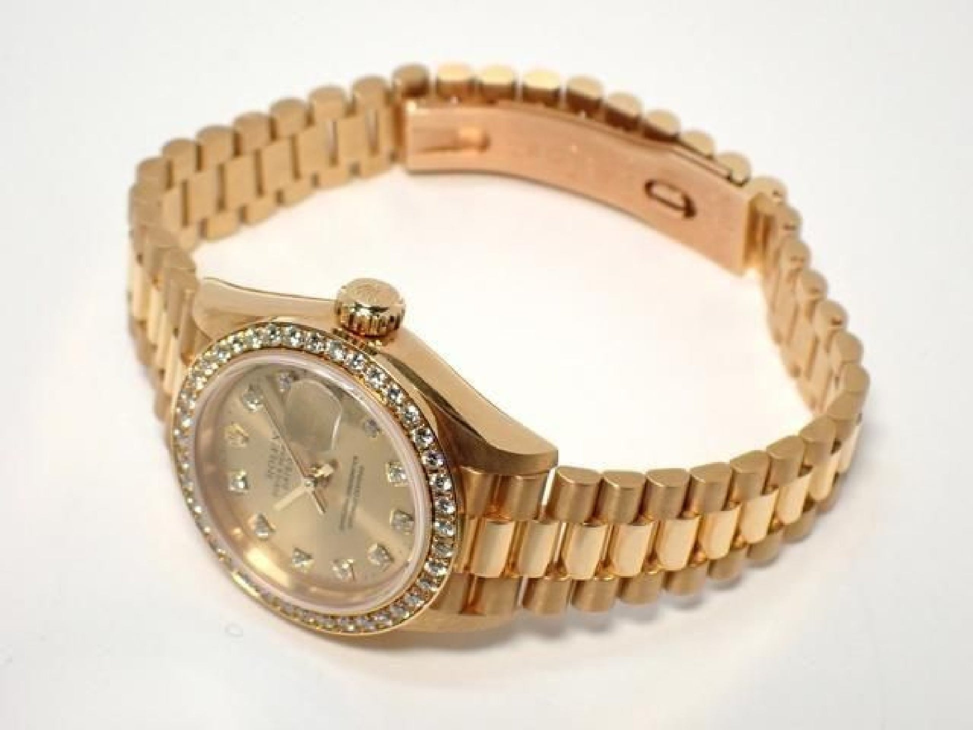 ROLEX Datejust champagne 10P diamond bezel diamond 18KYG President Bracelet A series Mens 193199743 hannari-shop