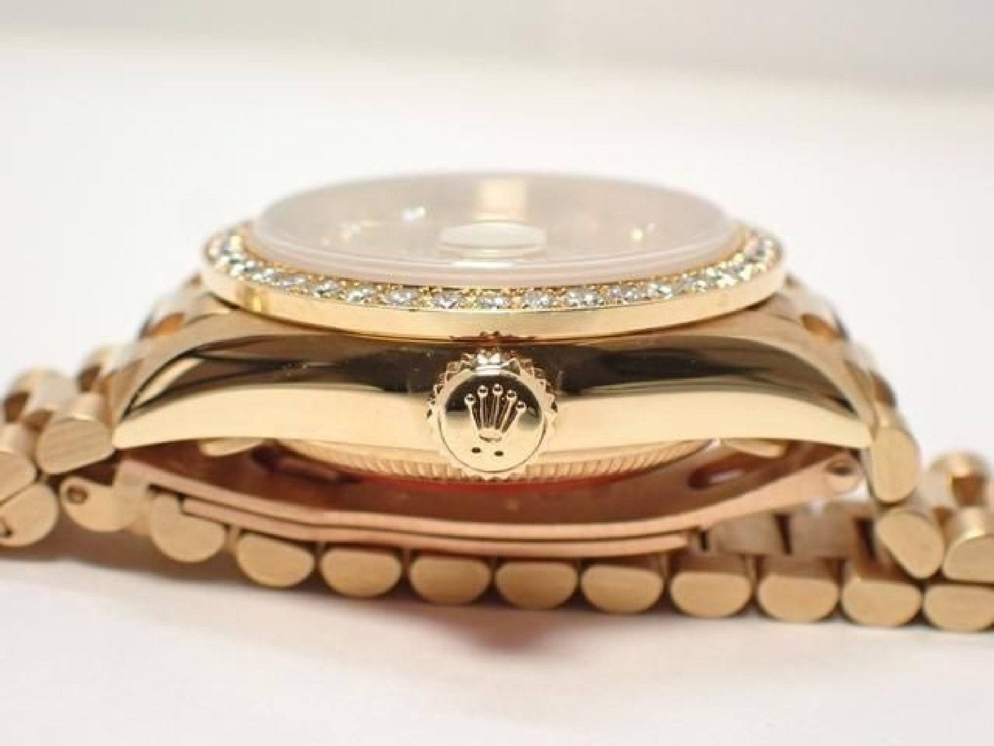 ROLEX Datejust champagne 10P diamond bezel diamond 18KYG President Bracelet A series Mens 193199743 hannari-shop