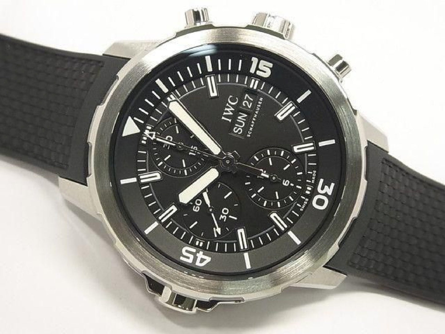 IWC Aquatimer Chronograph schwarz IW376803 echtes Armband Herren 193350077 hannari-shop