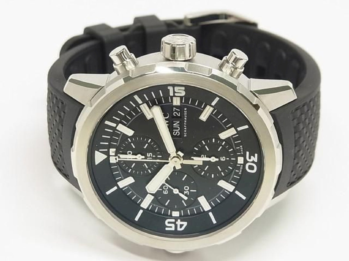 IWC Aquatimer Chronograph schwarz IW376803 echtes Armband Herren 193350077 hannari-shop