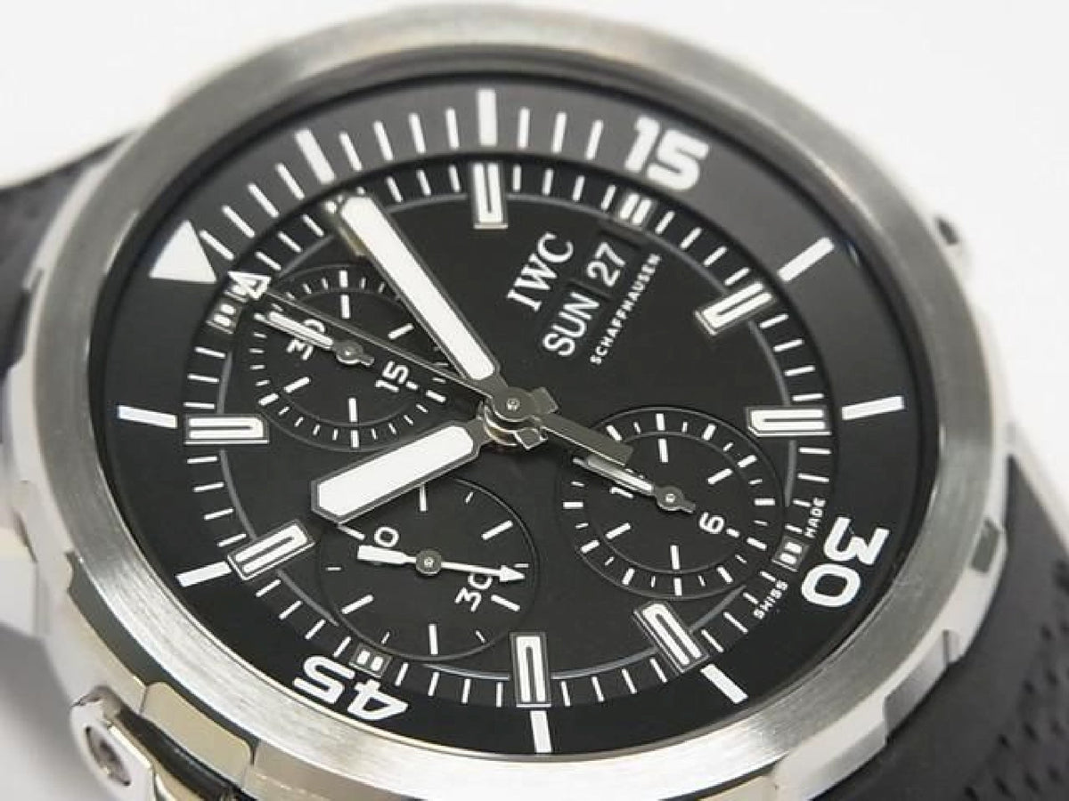 IWC Aquatimer Chronograph schwarz IW376803 echtes Armband Herren 193350077 hannari-shop