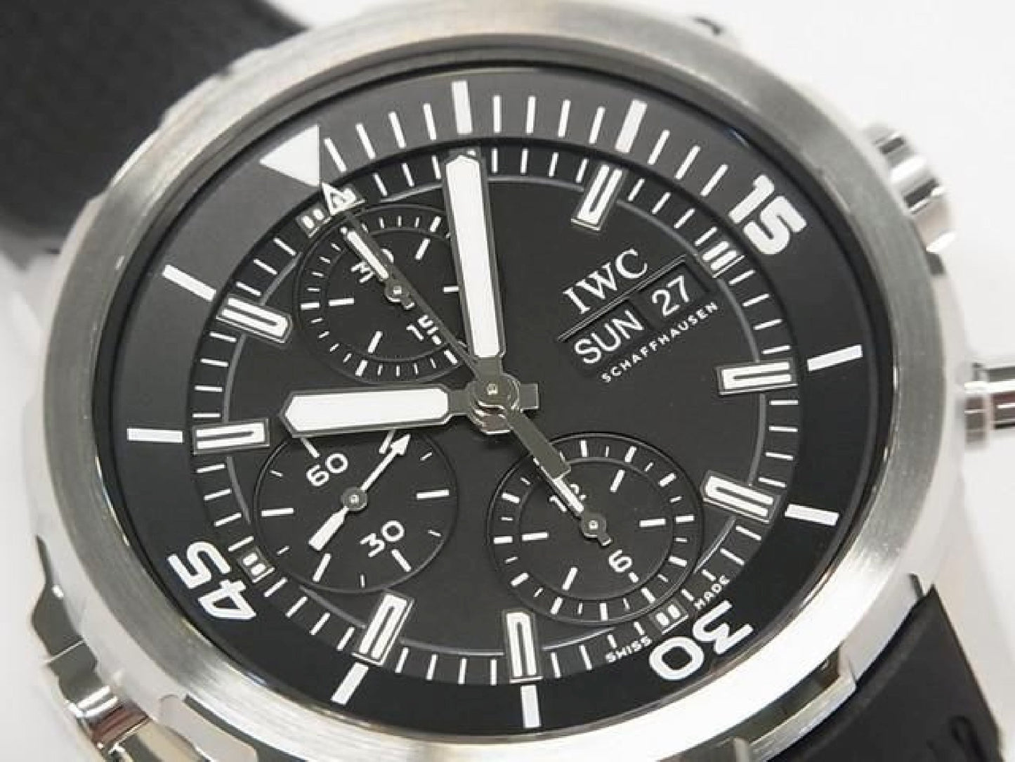 IWC Aquatimer Chronograph schwarz IW376803 echtes Armband Herren 193350077 hannari-shop