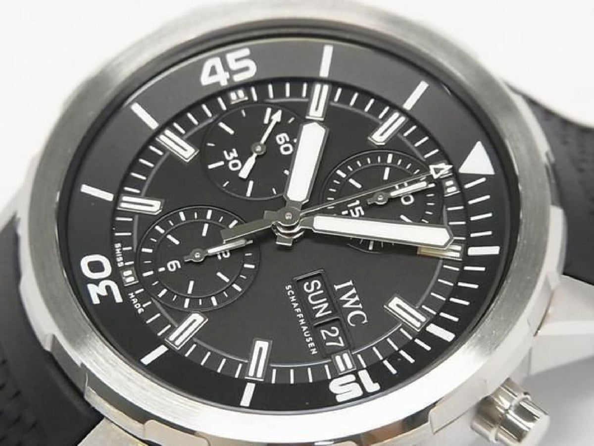 IWC Aquatimer Chronograph schwarz IW376803 echtes Armband Herren 193350077 hannari-shop