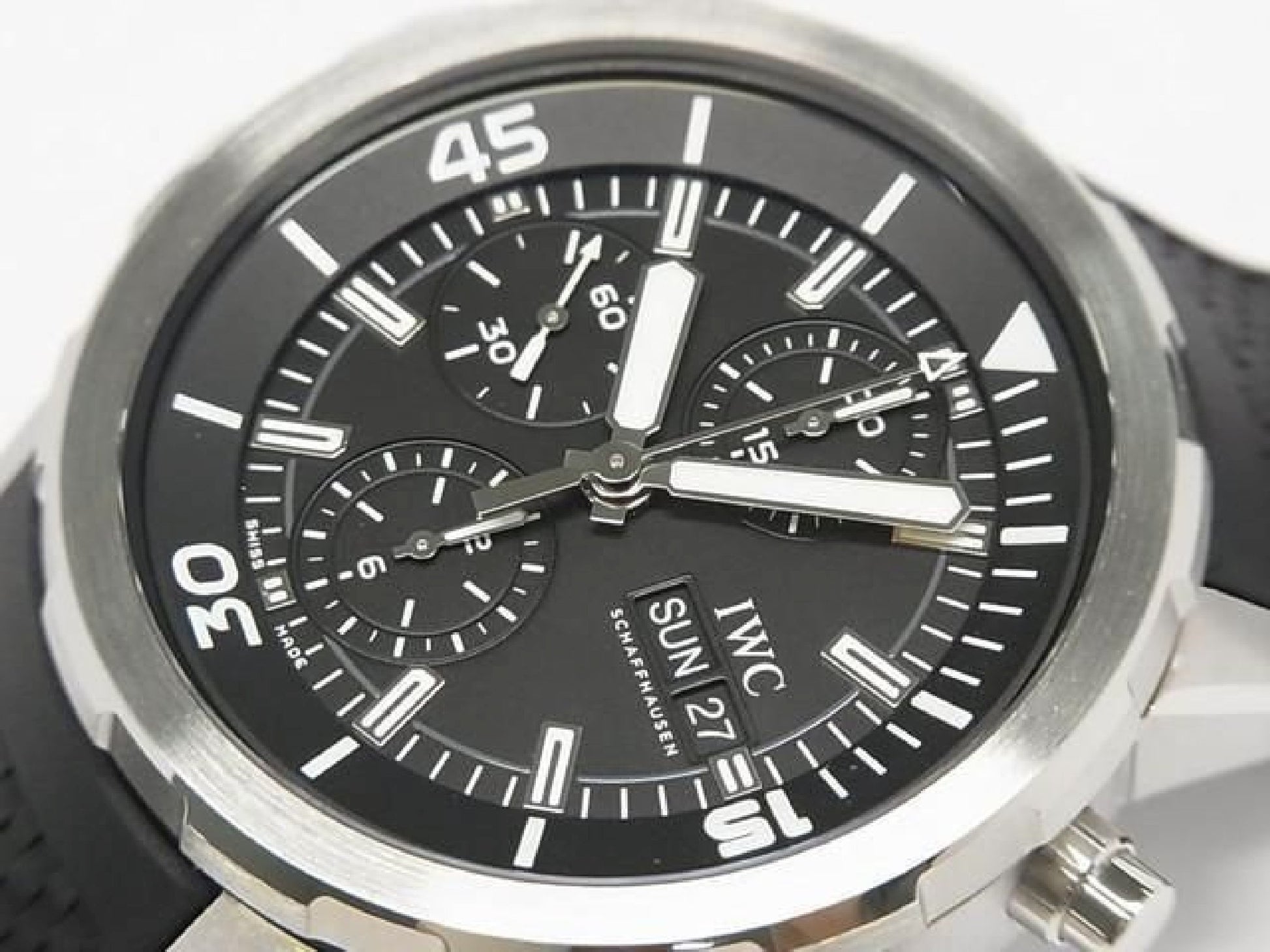 IWC Aquatimer Chronograph schwarz IW376803 echtes Armband Herren 193350077 hannari-shop