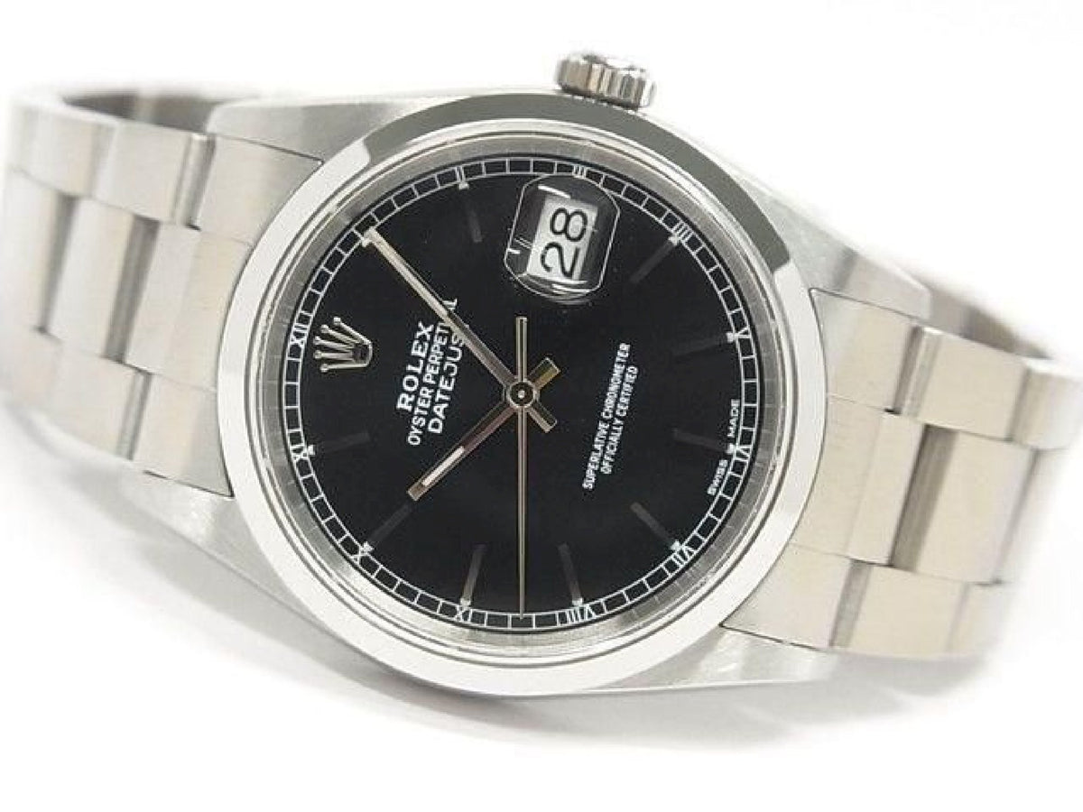ROLEX Datejust black Dial 16200 P series Mens 193793597 hannari-shop