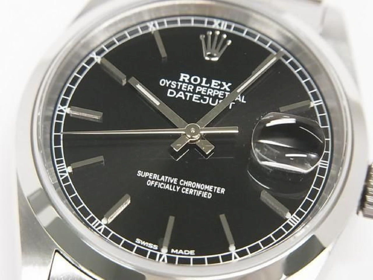 ROLEX Datejust black Dial 16200 P series Mens 193793597 hannari-shop