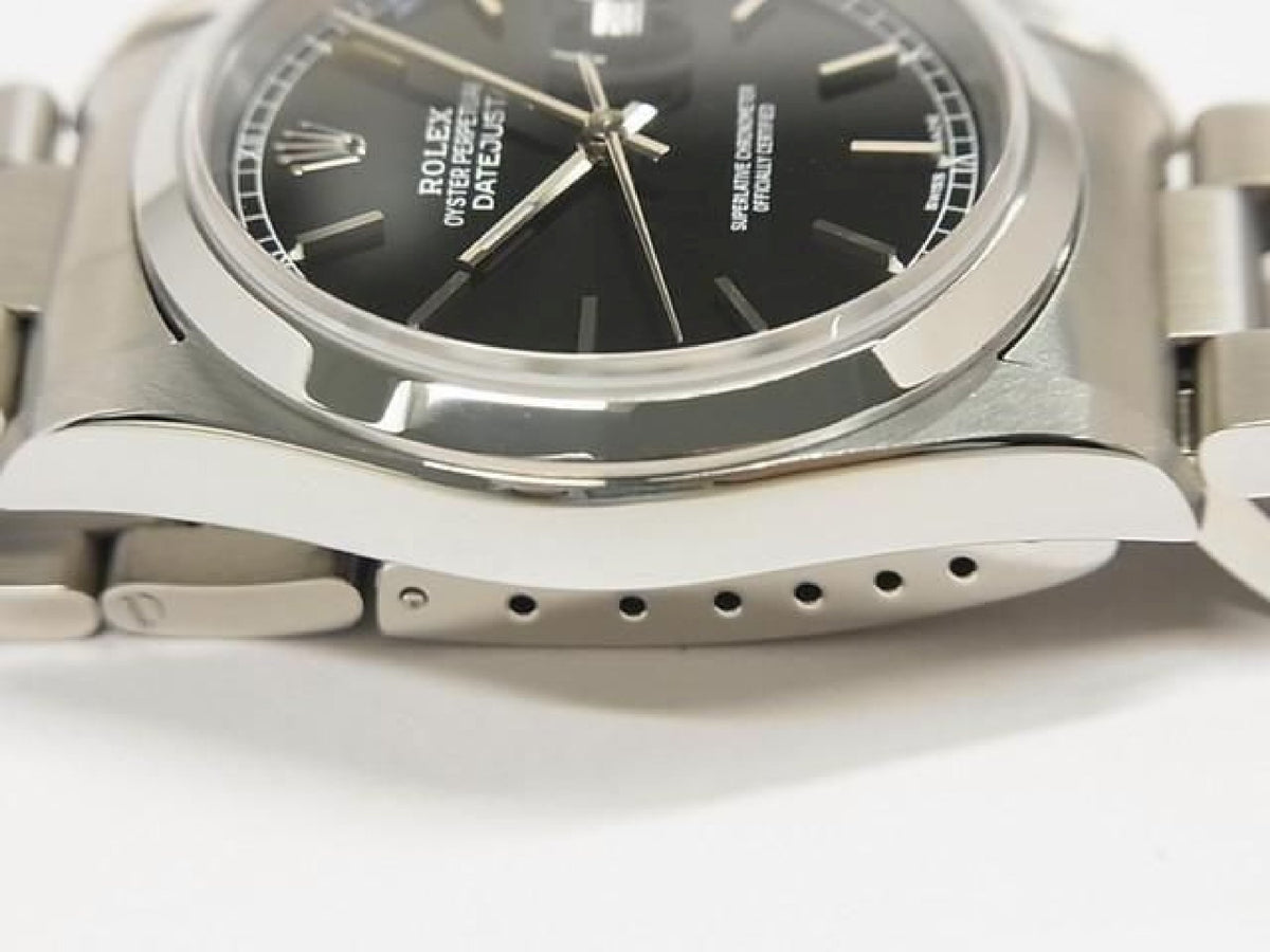 ROLEX Datejust black Dial 16200 P series Mens 193793597 hannari-shop