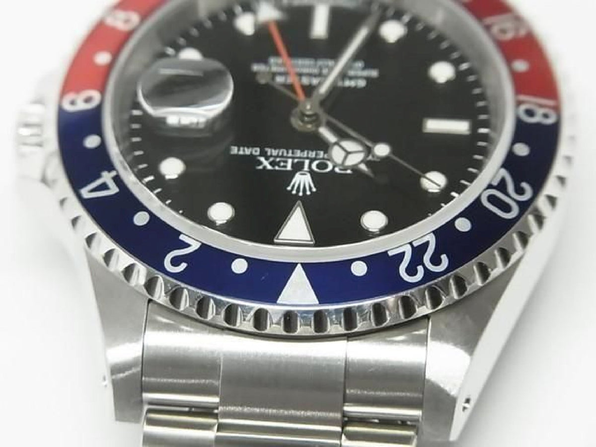 ROLEX GMT MasterII rote-blaue Lünette 16710 P-Serie schwarze Lünette Herren 193912798 hannari-shop