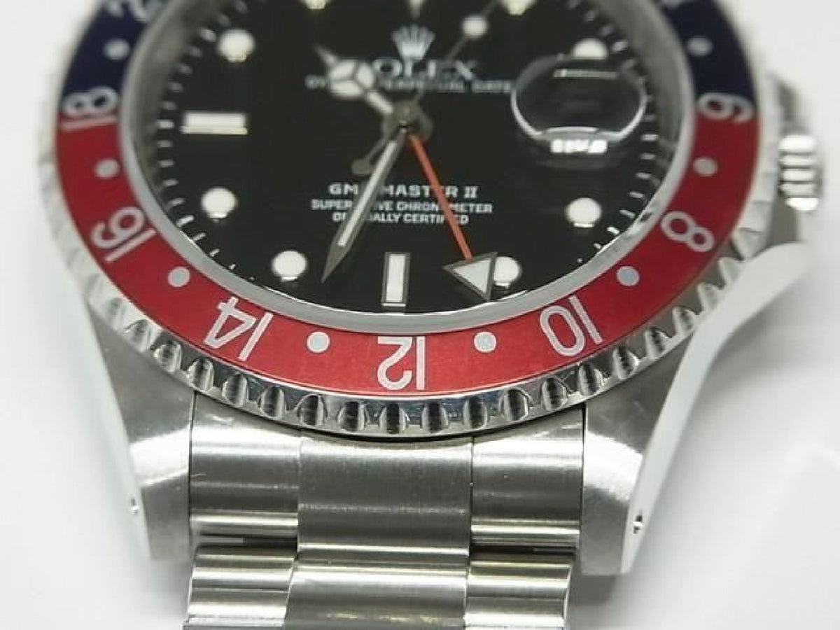 ROLEX GMT MasterII rote-blaue Lünette 16710 P-Serie schwarze Lünette Herren 193912798 hannari-shop