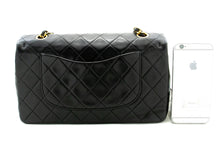 CHANEL Classic Double Flap 10" Chain Shoulder Bag Black Lambskin m75 hannari-shop