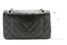 CHANEL Classic Double Flap 9" Chain Shoulder Bag Black Lambskin m85 hannari-shop
