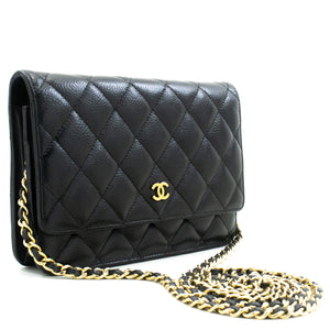 CHANEL Caviar Wallet On Chain WOC Black Shoulder Bag Crossbody n45 hannari-shop