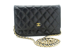 CHANEL Caviar Wallet On Chain WOC Black Shoulder Bag Crossbody n45 hannari-shop