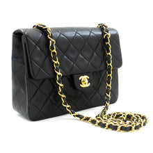 CHANEL Mini Square Small Chain Shoulder Bag Crossbody Black Lamb n37 hannari-shop