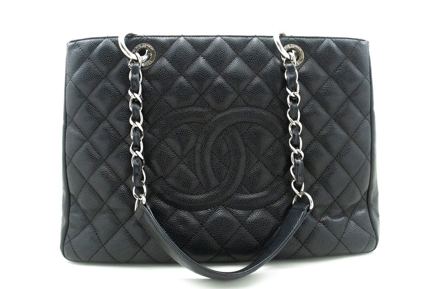 CHANEL Caviar GST 13" Grand Shopping Tote Kettenschultertasche Schwarz n38 hannari-shop