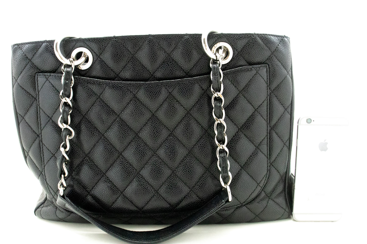 CHANEL Caviar GST 13" Grand Shopping Tote Kettenschultertasche Schwarz n38 hannari-shop