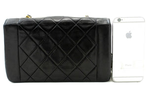 CHANEL Diana Flap Chain Shoulder Bag Black Quilted Lambskin Purse n77 hannari-shop