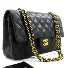 CHANEL Classic Double Flap 10" Chain Shoulder Bag Black Lambskin n44 hannari-shop